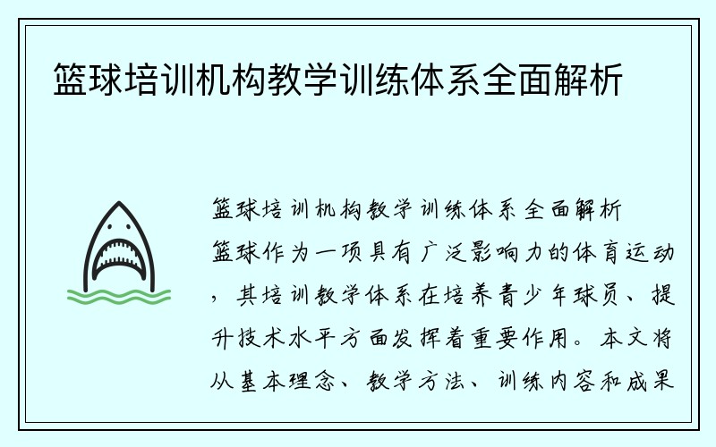 篮球培训机构教学训练体系全面解析